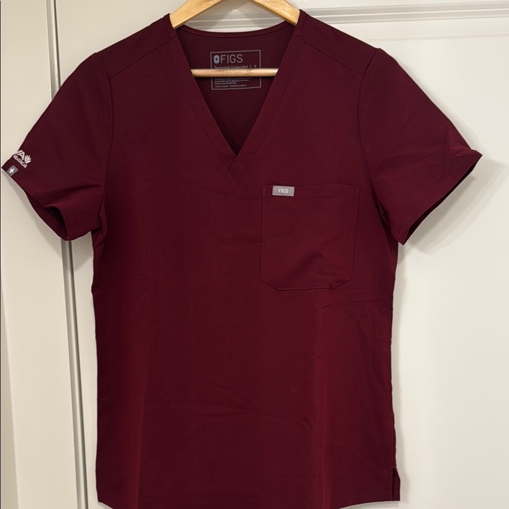 Figs Burgundy Catarina Scrub Top